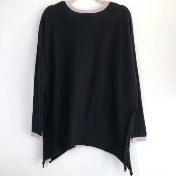 New Cloth by Design Convertible Tie Side Slit Sweater Black Purple Size XS - Picture 11 of 16